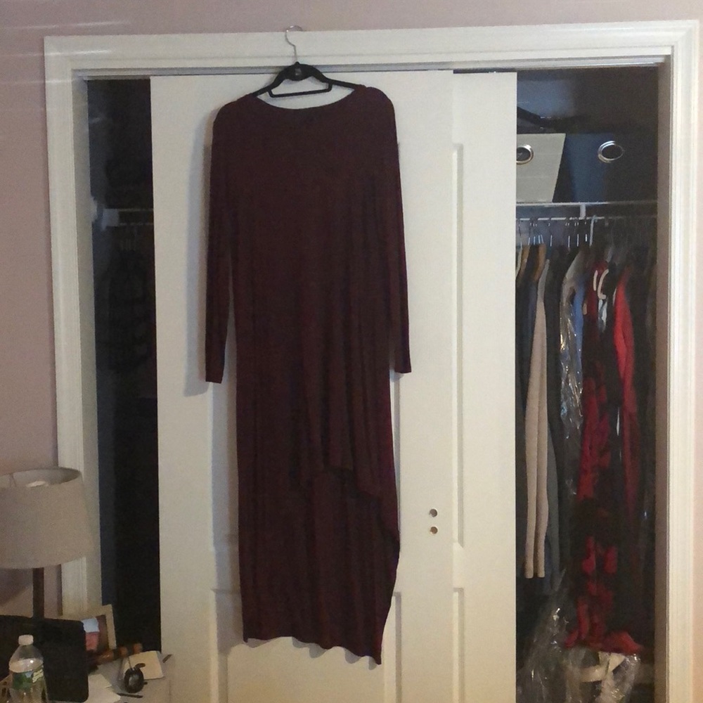 BCBG Miney asymmetrical dress in Burgundy